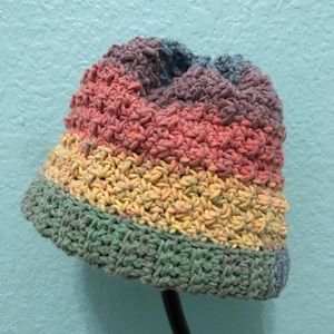 Rainbow crochet baby hat
